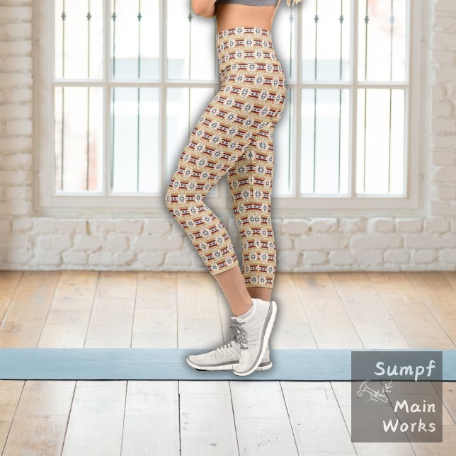 Brown Pattern Mexico Inspired Capri Leggings (Creator Uploaded)