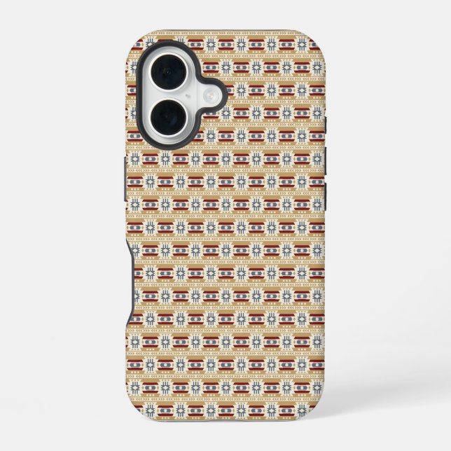 Brown Pattern Mexico Inspired iPhone 16 Case (Back)