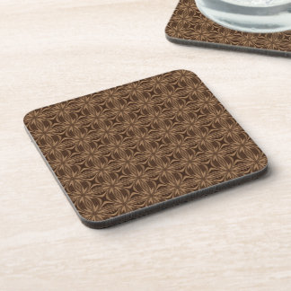 Brown Pattern Plastic Cork Back Coaster Set