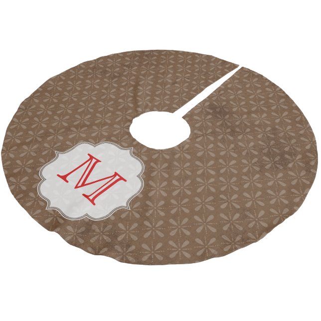 Brown Pattern Winter Monogram Initial Tree Skirt (Angled)
