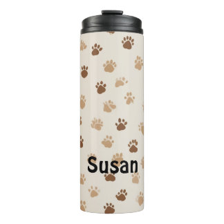 Brown Paw Pattern Thermal Tumbler