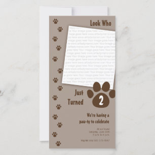 Brown Paw Print Birthday Invitation