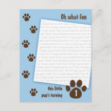 Brown Paw Print on Blue Birthday