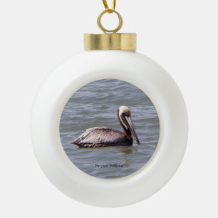 Brown Pelican ball or snowflake ornament