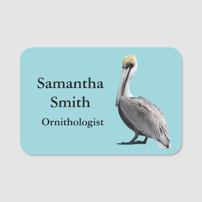 Brown Pelican Design Name Tag (Front)