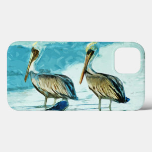 Brown Pelican in Winter Colours Abstract Design iPhone 13 Case