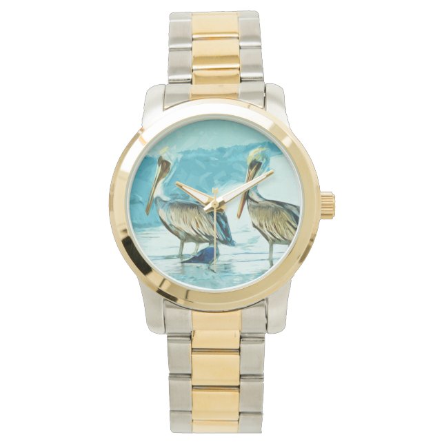 Brown Pelican in Winter Colours Abstract Watch (Front)