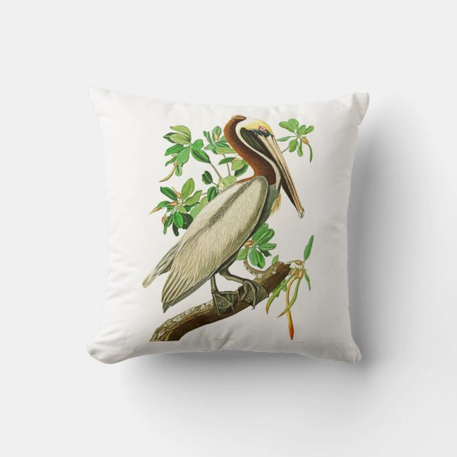 Brown Pelican John James Audubon Birds of America Throw Pillow (Front)
