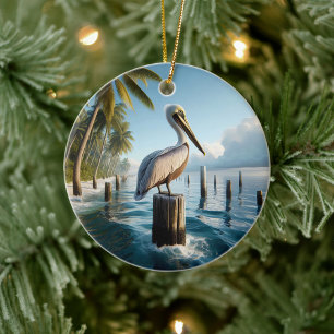 Brown Pelican Keepsake Ceramic Ornament