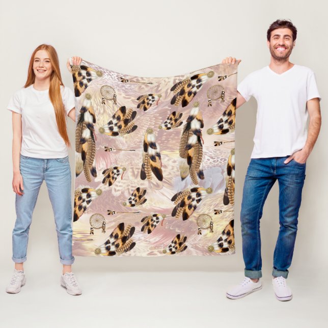 Brown Pelican or Hawk feathers Fleece Blanket (In Situ)