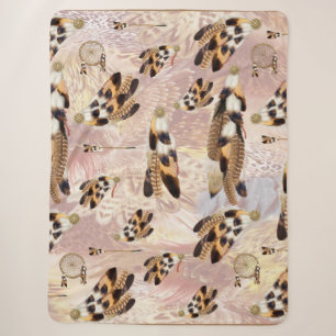 Brown Pelican or Hawk feathers Sherpa Blanket