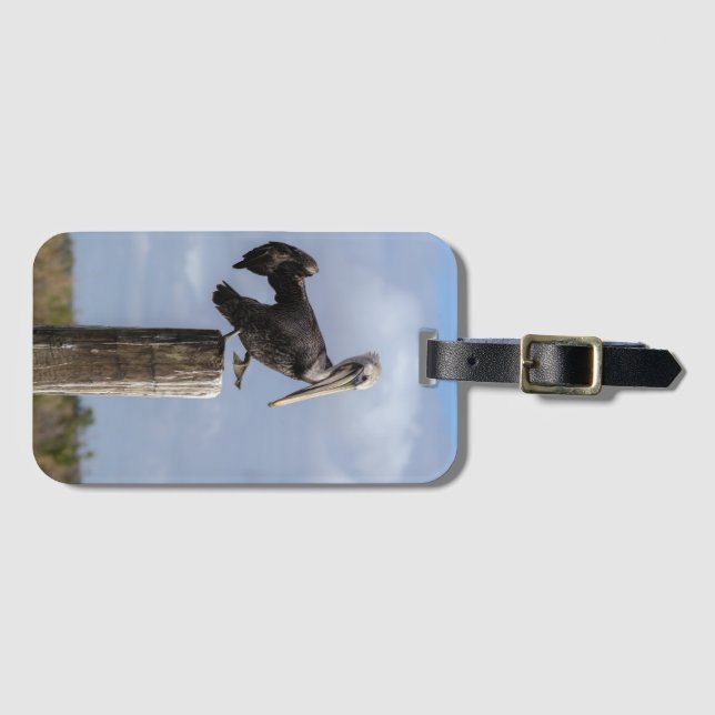 Brown Pelican Puzzle Luggage Tag (Front Horizontal)