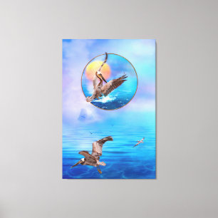 Brown Pelicans SUN KISSED PELICAN ISLAND Canvas Print