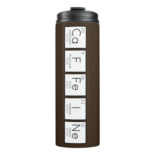 Brown Periodic Table Caffeine Choose A Colour Thermal Tumbler (Front)