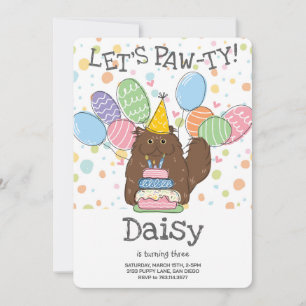 Brown Persian Cat Longhair Birthday Party Invitation