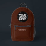 Brown | Personalized Corporate Logo and Text Printed Backpack<br><div class="desc">Classic Chocolate Brown | Personalized Corporate Logo and Text Modern Business Printed Backpack</div>