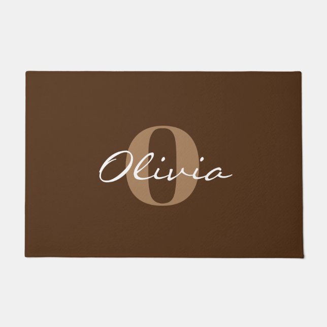 Brown Personalized Name Monogram Doormat (Front)