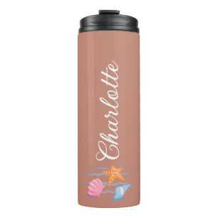 Brown Personalized Seashells Thermal Tumbler
