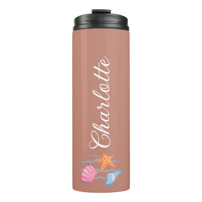 Brown Personalized Seashells  Thermal Tumbler (Front)