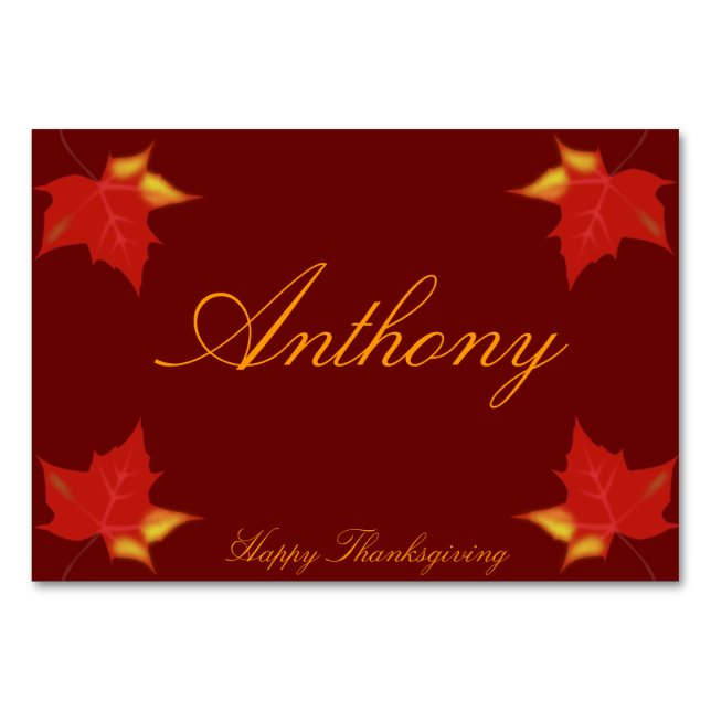 Brown Personnalisé Thanksgiving Cartes de Place Fe (Devant)