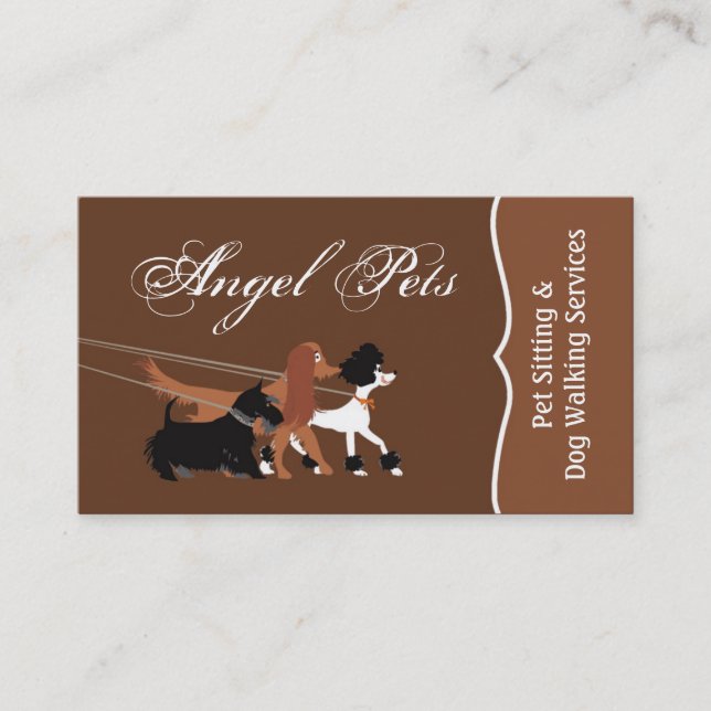 Brown Pet Sitting Dog Walking Walker Business Card (Front)