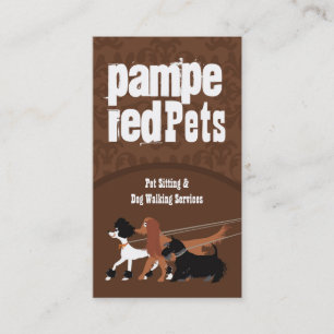 Brown Pet Sitting Dog Walking Walker Business Card