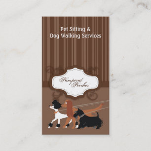 Brown Pet Sitting Dog Walking Walker Business Card