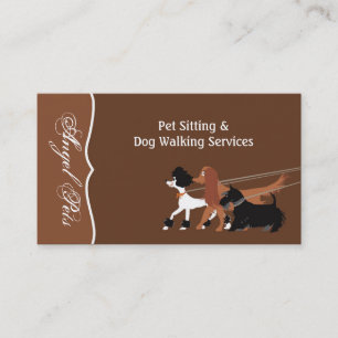 Brown Pet Sitting Dog Walking Walker Business Card