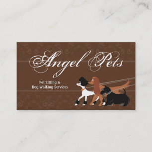 Brown Pet Sitting Dog Walking Walker Business Card