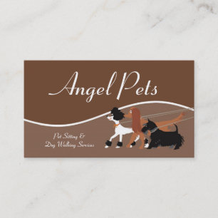 Brown Pet Sitting Dog Walking Walker Business Card