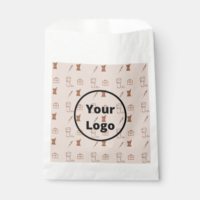 Brown pharmacy business pattern favour bag (Front)