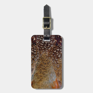 Brown Pheasant Feather Design Luggage Tag