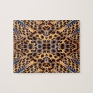 Brown pheasant feather kaleidoscope jigsaw puzzle