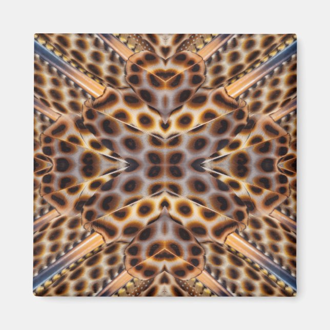 Brown pheasant feather kaleidoscope magnet (Front)