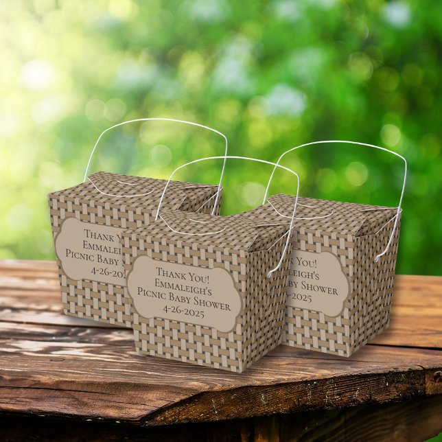 Brown Picnic Baby Shower Basket Thank You Favor Box (Creator Uploaded)