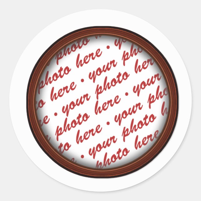 Brown Picture Frame for Any Occasion Classic Round Sticker (Front)