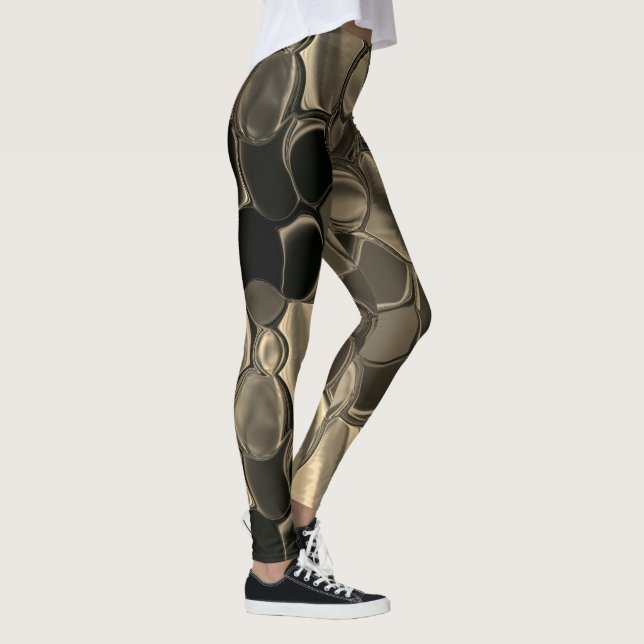 Brown pieces, circles and rounded off shapes leggings (Right)