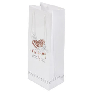Brown pine cone wedding favour bottle gift bag