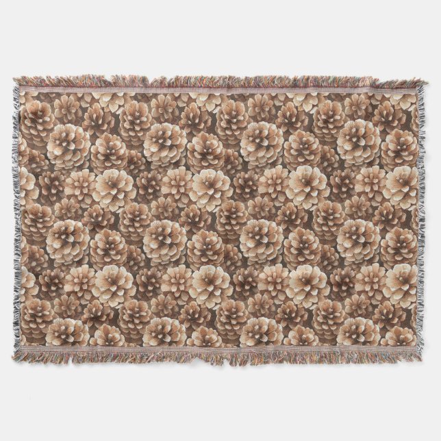 Brown Pine Cones Nature Birthday Throw Blanket (Front)