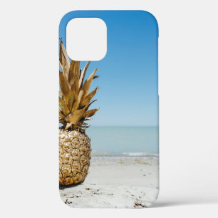 Brown pineapple fruit on seashore iPhone 12 case