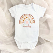 Brown Pink Boho Rainbow Custom Name Monogram