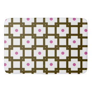 Brown & Pink Chequered-Dots Bath Mat