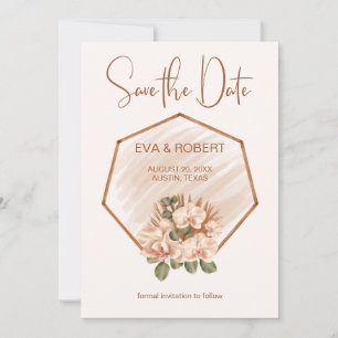 Brown Pink Green Orchid Boho Eucalyptus Wedding Save The Date