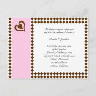 Brown Pink Invitation Reply Post Card