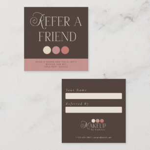 Brown Pink Makeup Artist Referral Card