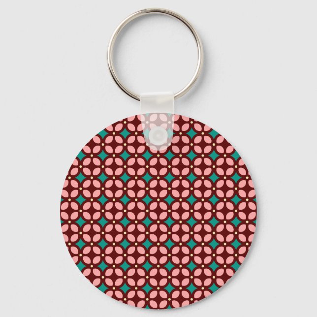 Brown Pink Pattern Keychain (Front)