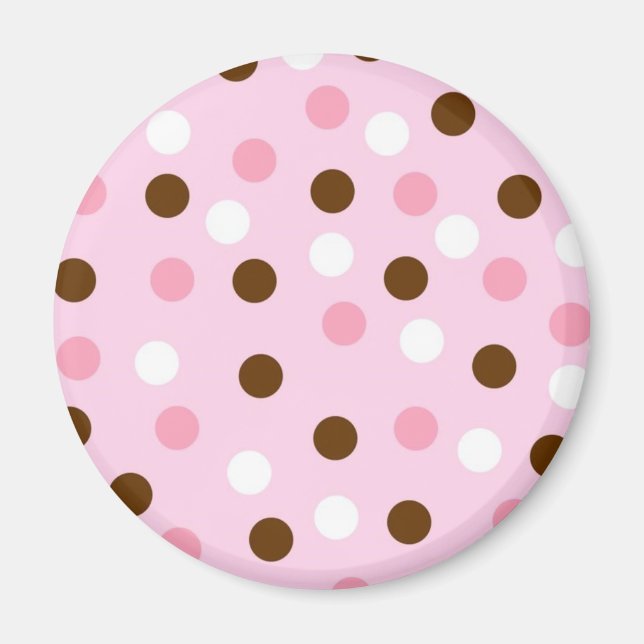 Brown & Pink Polka Dots Magnet (Front)