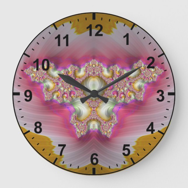 Brown Pink White Fractal ~ Large Clock (Front)