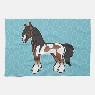 Brown Pinto Cartoon Gypsy Vanner Shire Clydesdale Kitchen Towel
