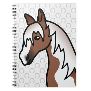 Brown Pinto Cartoon Horse Head Notebook